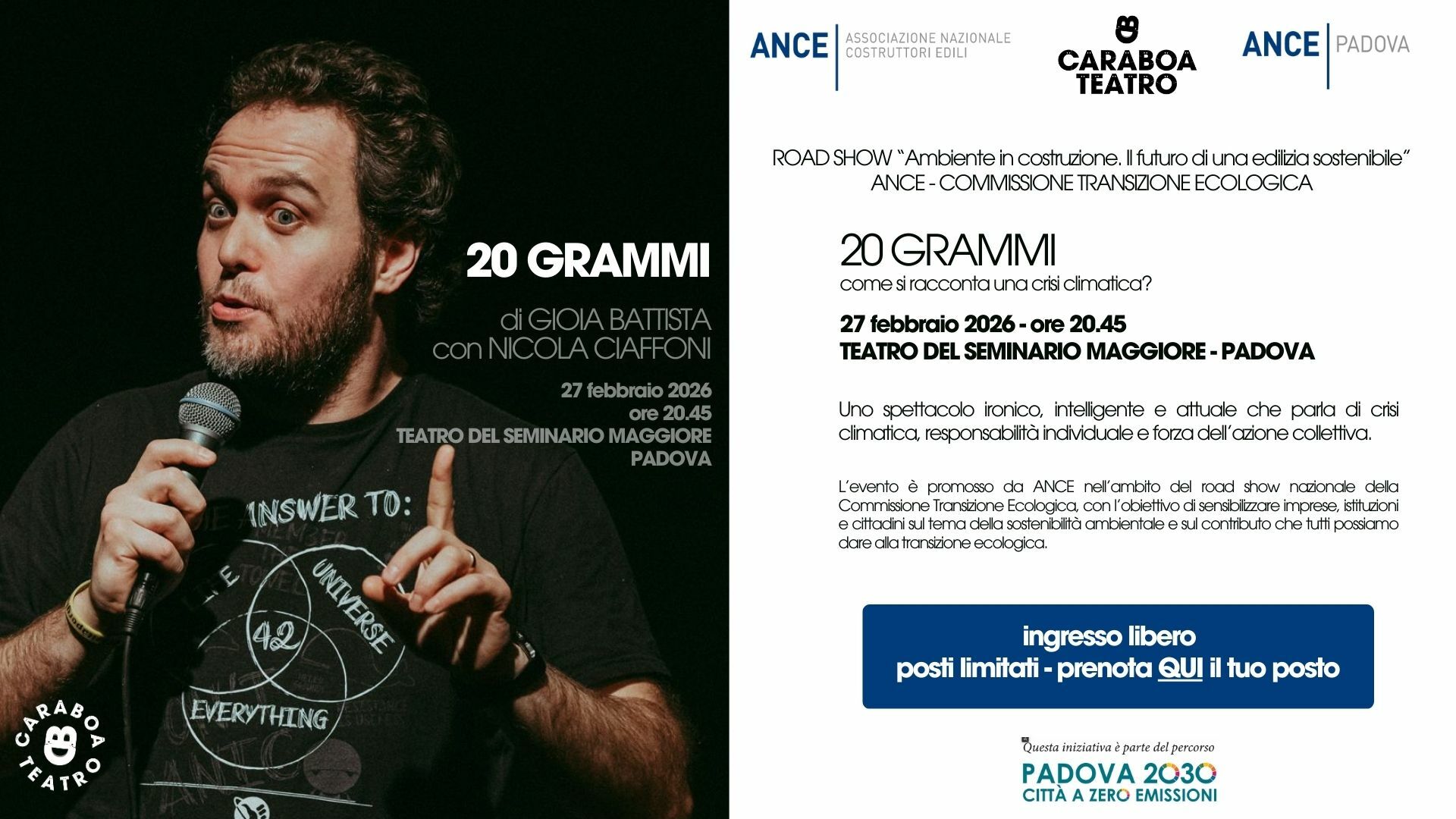 Locandina Spettacolo ANCE Pd 20 grammi 27 febbraio