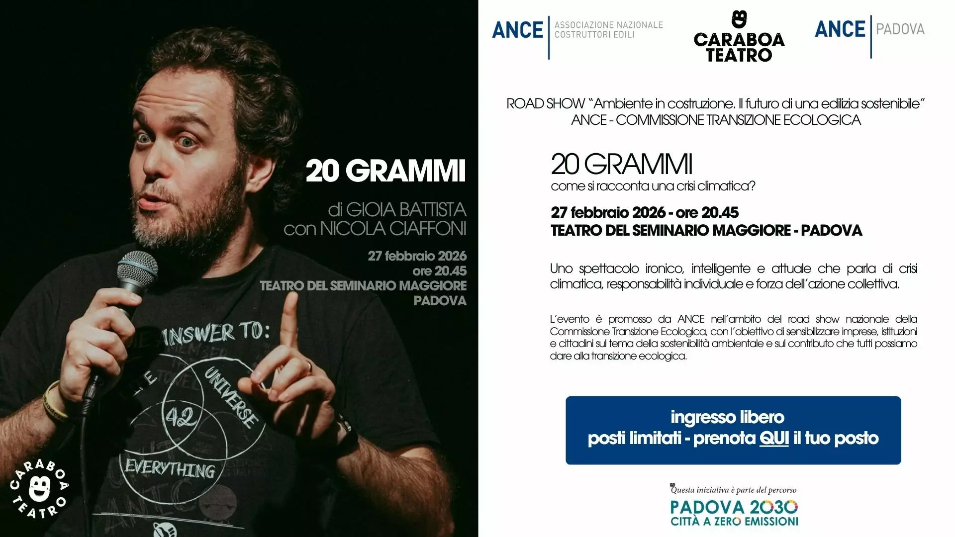 Locandina Spettacolo ANCE Pd 20 grammi 27 febbraio